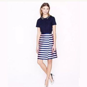 J.Crew Silk Navy & Pink Stripe Wrap Pencil Skirt